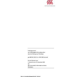 Audit report of the independent auditor on the examination of the greenhouse gas inventory 2023 of EBS University of Business and Law.