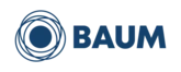 Logo von BAUM mit einem blauen Kreis und geschwungenen Linien, die den Kreis umgeben.