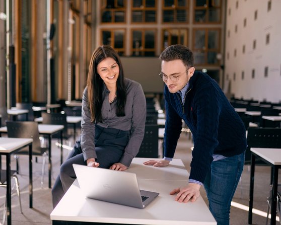 Student with a coach during career coaching